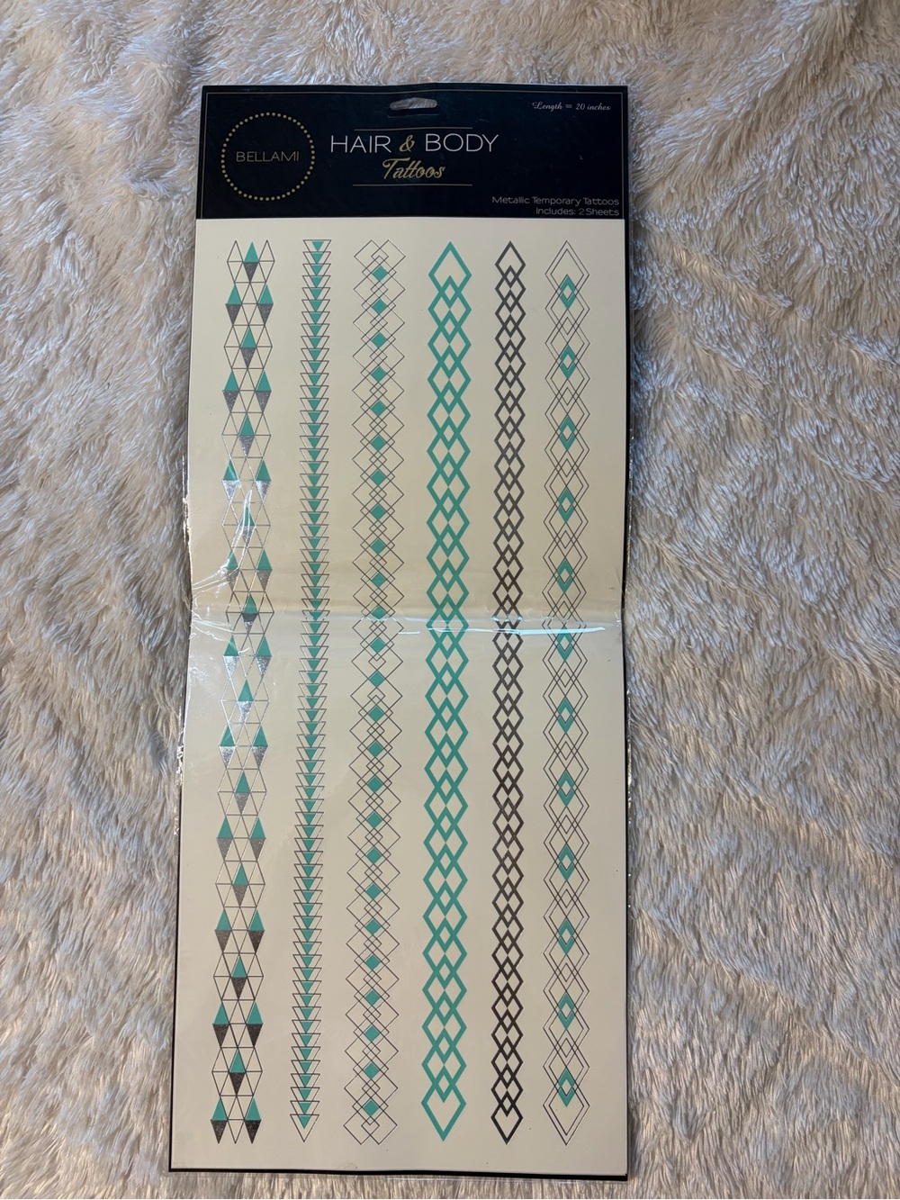 BELLAMI Hair & Body Metallic Temporary Tattoos - Teal & Silver